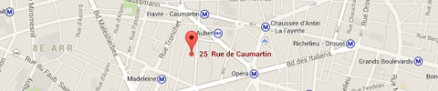 Plan d'accès : 25 rue de Caumartin, 75009 Paris